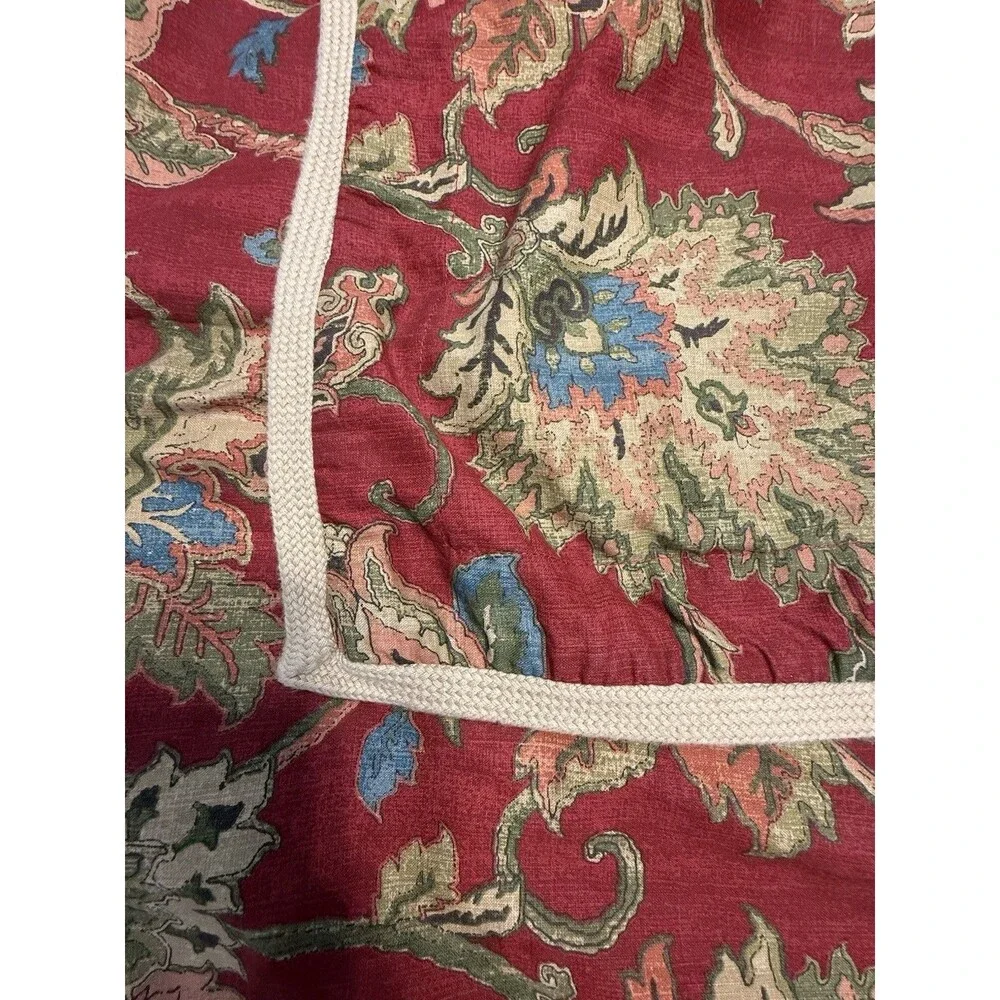 Chaps Annabelle 2 King Shams Red Jacobean Floral Paisley Jute Trim